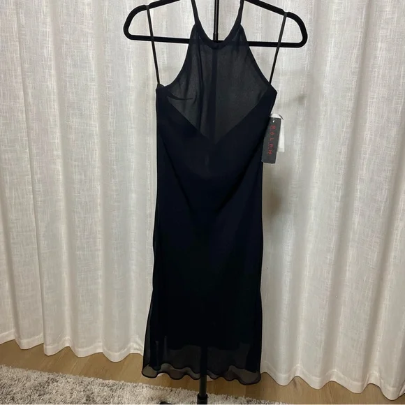 Ralph Lauren Black Sheer Halter Midi Formal Cocktail Dress - Medium - Picture 12 of 13